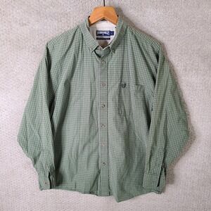 Panhandle Slim Shirt Mens L Green Plaid Button Down Long Sleeve Cotton Western